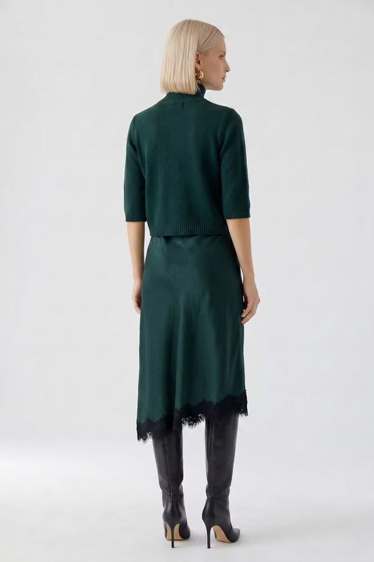 Oui Satin skirt - scarab