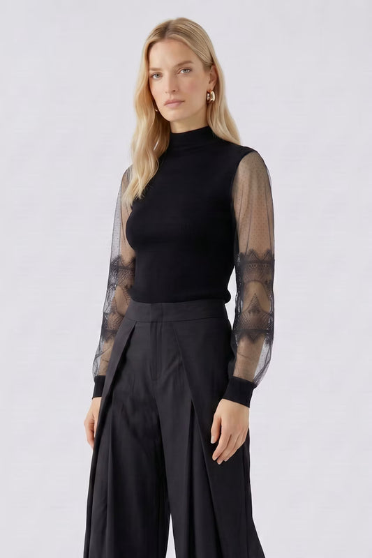 Oui Black Lace Pullover Best Seller