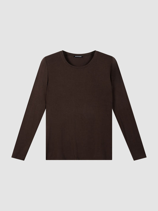 Repeat Cashmere Slim-Fit Jersey Long-Sleeve Top with Round Neckline