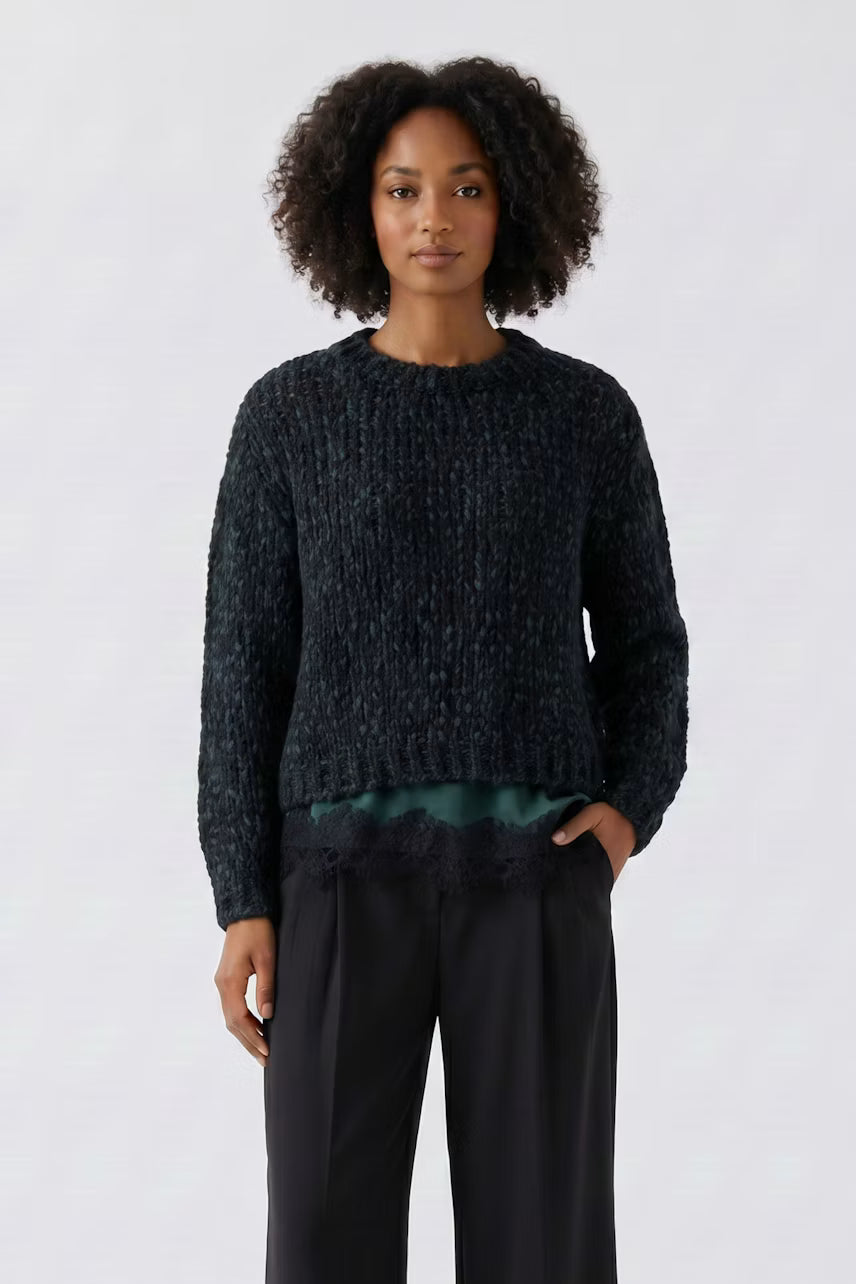 Oui Pullover Black-Green