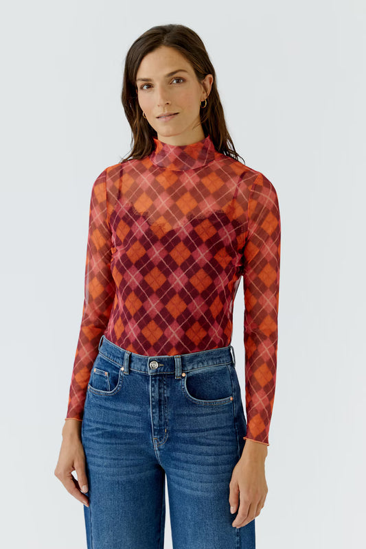 Oui Long-sleeve shirt - darkred red