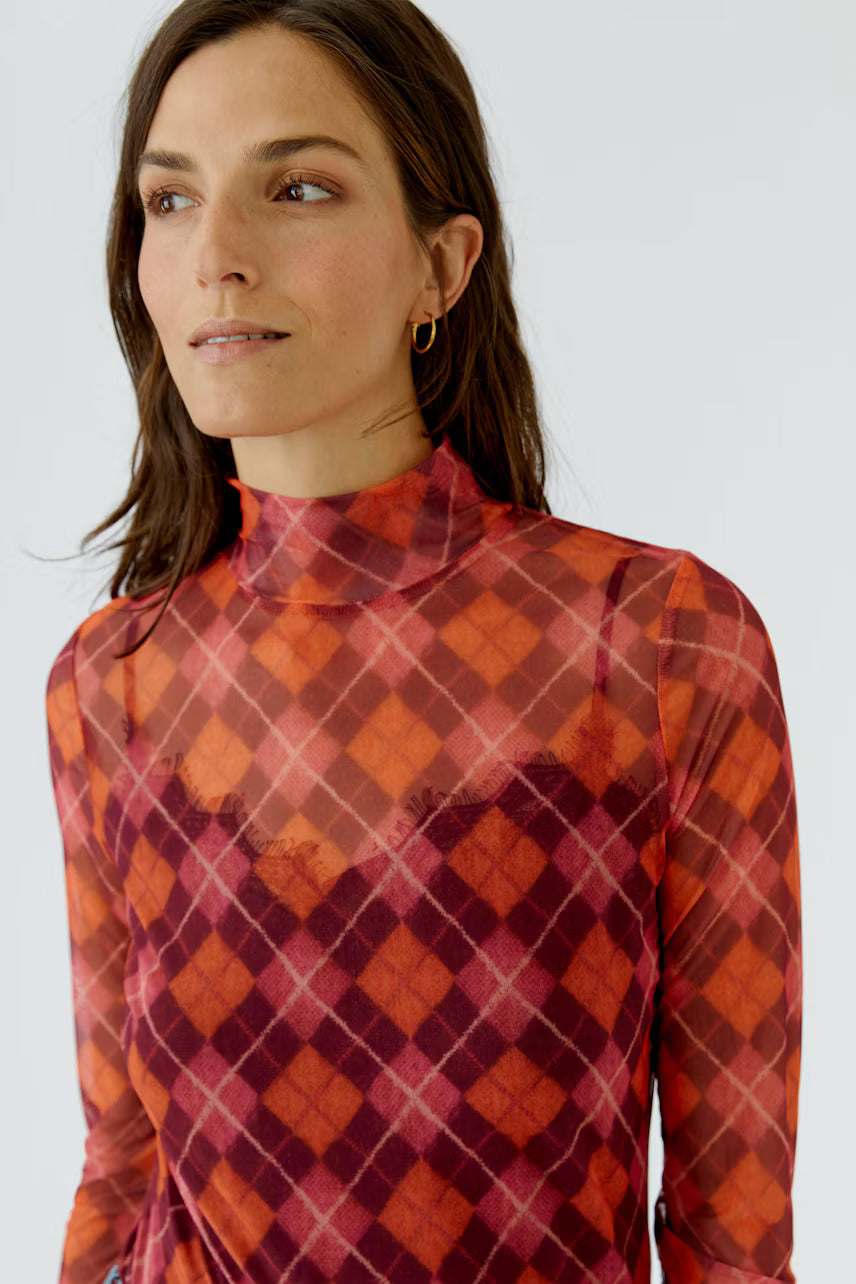 Oui Long-sleeve shirt - darkred red