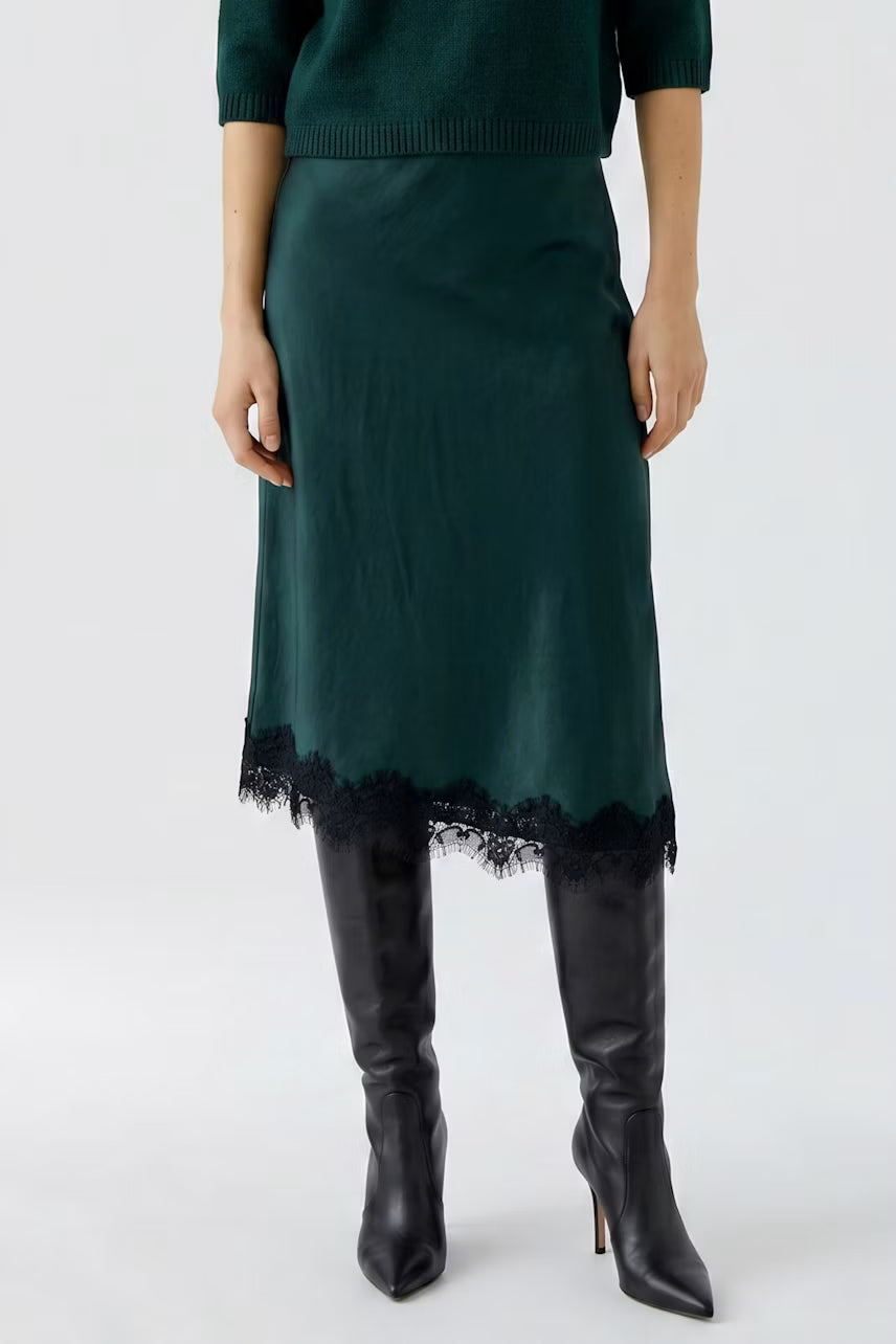 Oui Satin skirt - scarab
