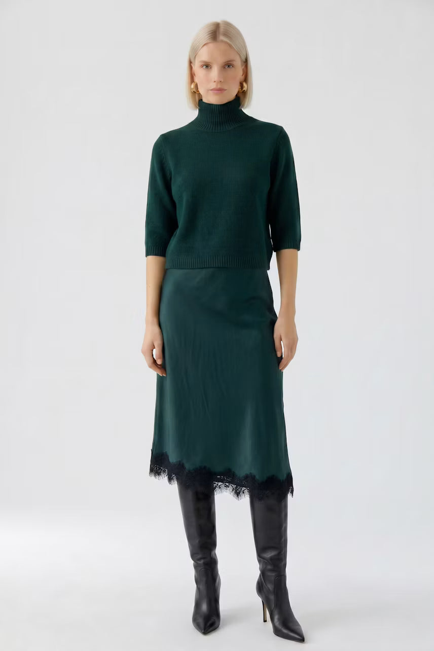 Oui Satin skirt - scarab