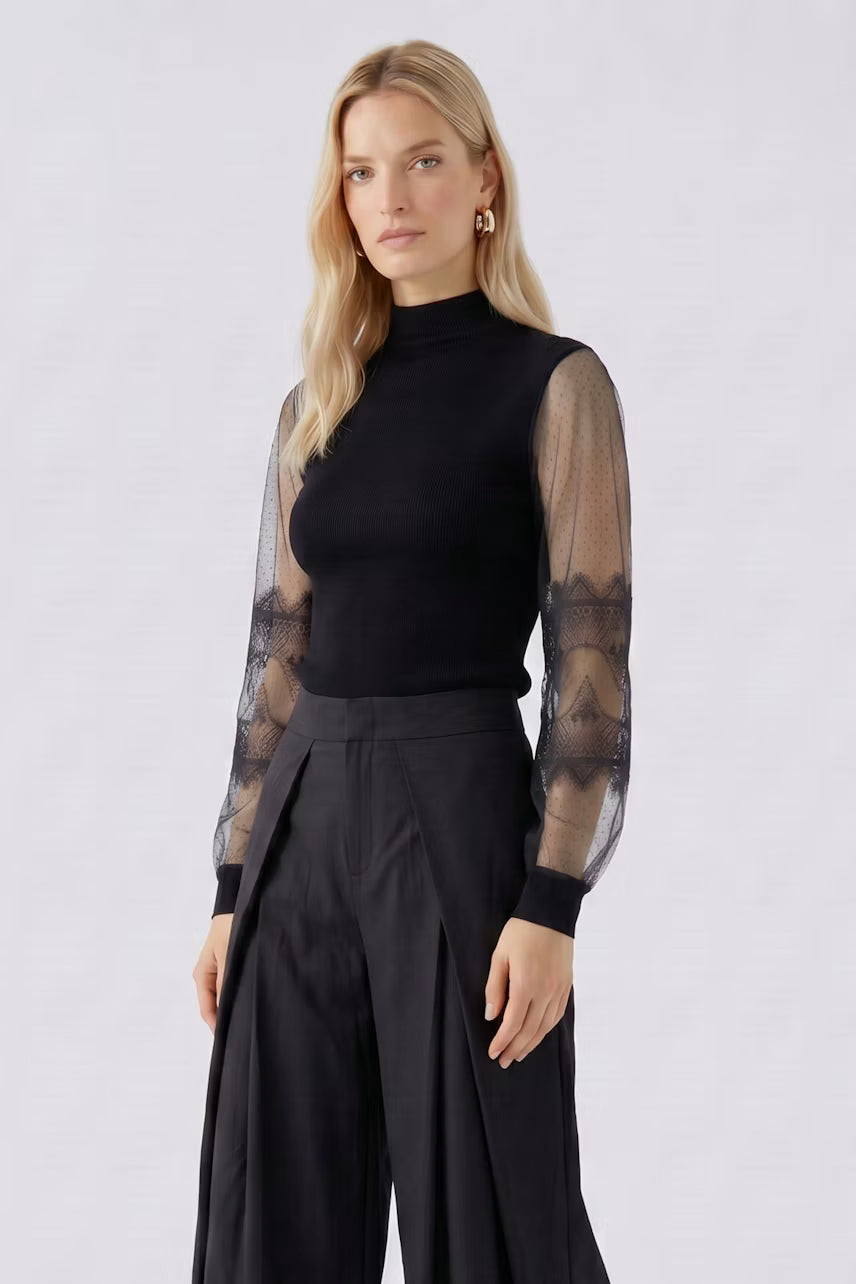 Oui Black Lace Pullover Best Seller