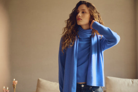Repeat Cashmere Fine-Knit Cashmere Scarf with Ribbed Edges