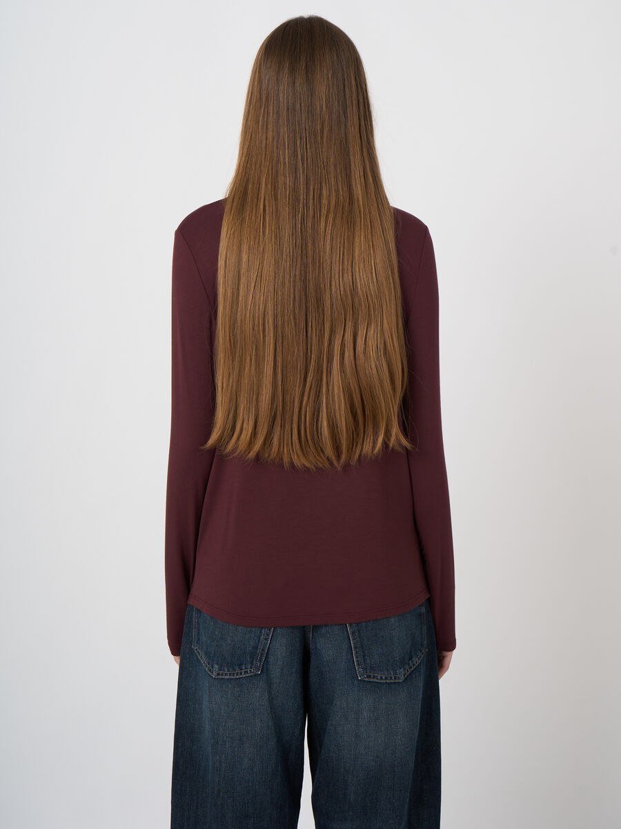 Repeat Cashmere Slim-Fit Jersey Long-Sleeve Top with Round Neckline