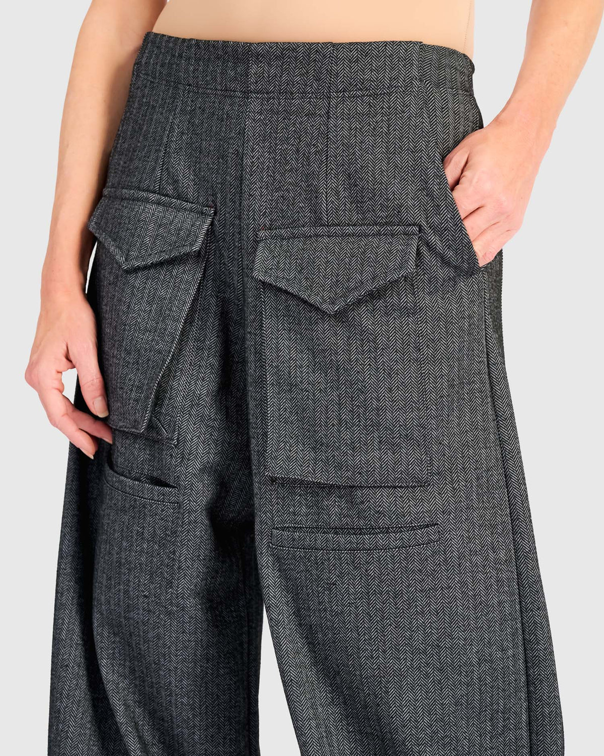Alembika Atelier Herringbone Pants, Steel