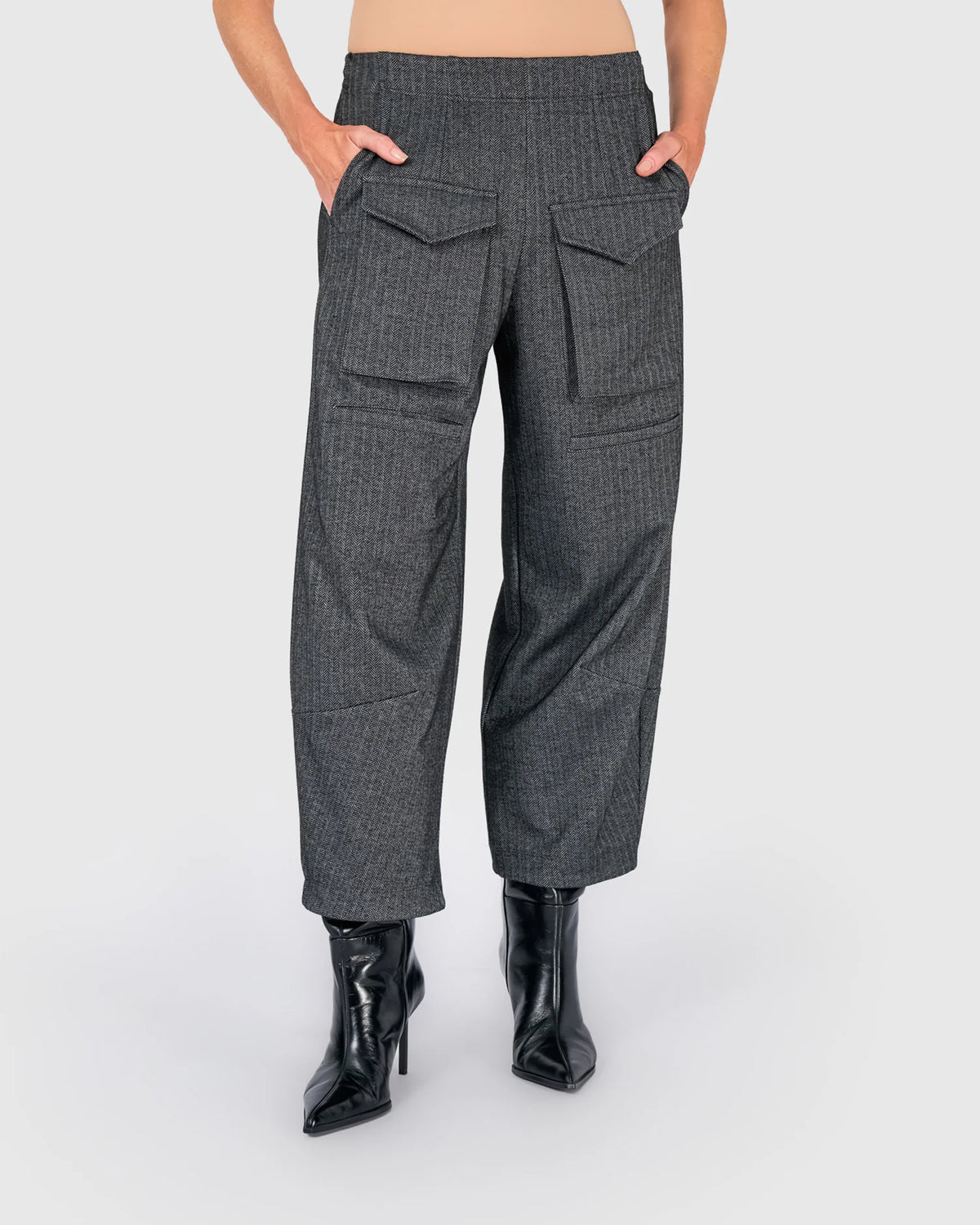 Alembika Atelier Herringbone Pants, Steel