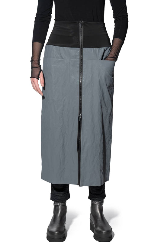 Art Point Straight Midi Skirt with Zipper Details